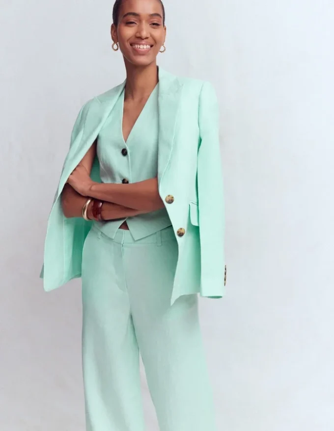 V-neck Linen Waistcoat Spearmint