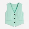 V-neck Linen Waistcoat Spearmint
