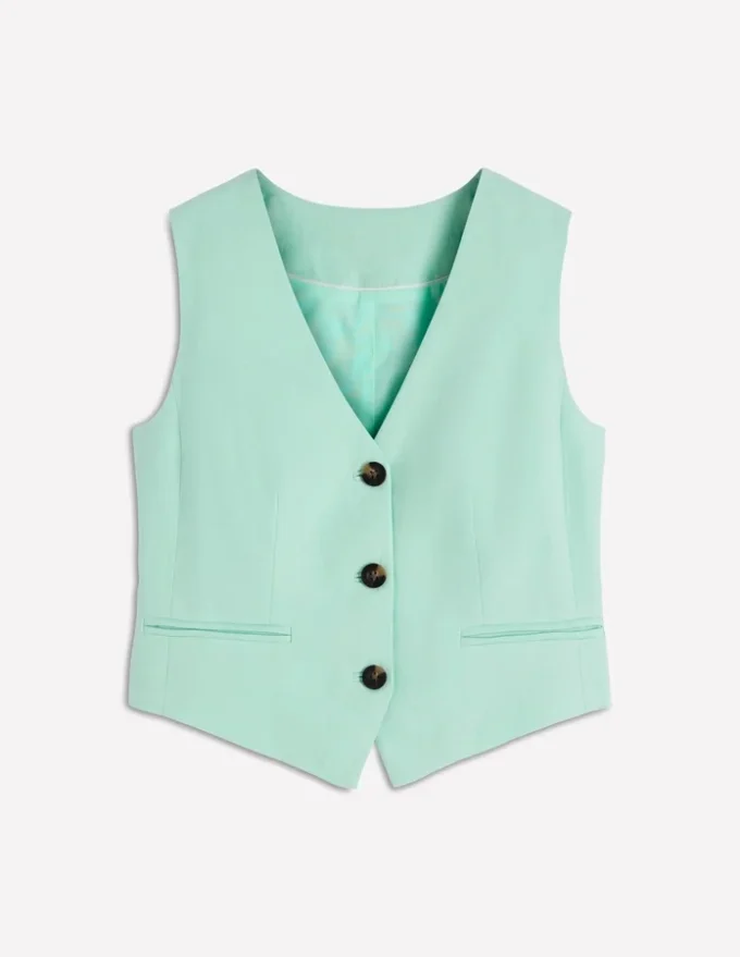 V-neck Linen Waistcoat Spearmint