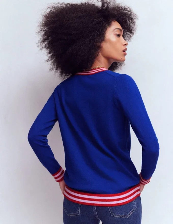 V Neck Longline Cardigan Bright Blue