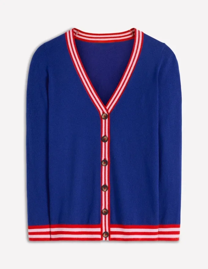 V Neck Longline Cardigan Bright Blue
