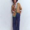 V Neck Longline Cardigan Camel Melange