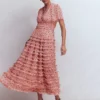 V-Neck Ruffle Tulle Dress Ivory Black Spot V-Neck Ruffle Tulle Dress Ivory Black Spot