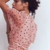 V-Neck Ruffle Tulle Dress Ivory Black Spot V-Neck Ruffle Tulle Dress Ivory Black Spot