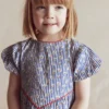 V-waist Woven Dress Bluejay Cherry Stripe