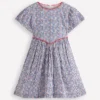 V-waist Woven Dress Bluejay Cherry Stripe