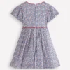 V-waist Woven Dress Bluejay Cherry Stripe