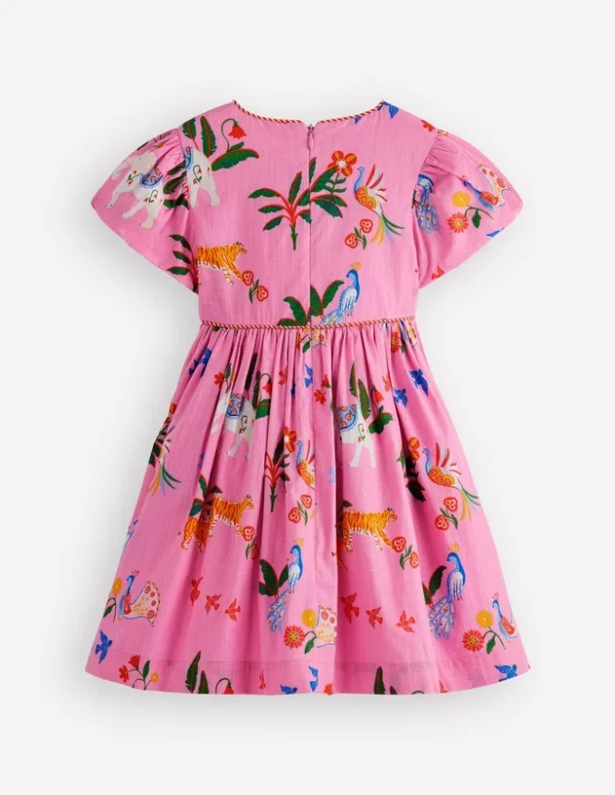 V-waist Woven Dress Formica Pink Tropical Animals V-waist Woven Dress Formica Pink Tropical Animals