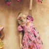 V-waist Woven Dress Formica Pink Tropical Animals V-waist Woven Dress Formica Pink Tropical Animals