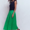 Valentina Cotton Sateen Skirt Rich Emerald Valentina Cotton Sateen Skirt Rich Emerald