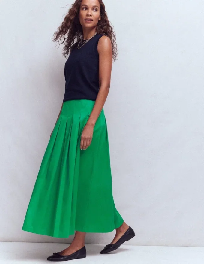 Valentina Cotton Sateen Skirt Rich Emerald Valentina Cotton Sateen Skirt Rich Emerald