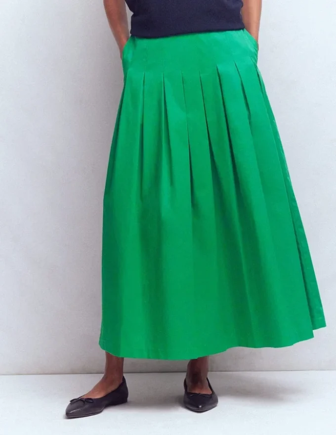 Valentina Cotton Sateen Skirt Rich Emerald Valentina Cotton Sateen Skirt Rich Emerald