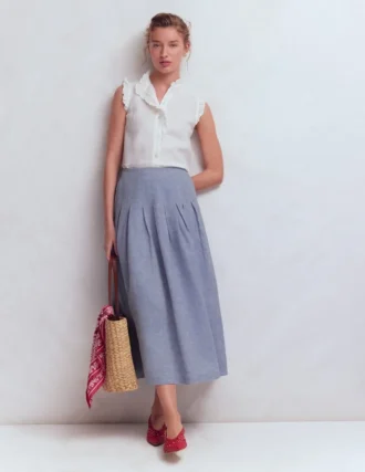 Valentina Linen Skirt Blue Chambray Valentina Linen Skirt Blue Chambray