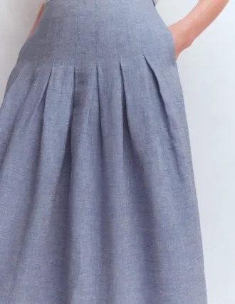 Valentina Linen Skirt Blue Chambray Valentina Linen Skirt Blue Chambray