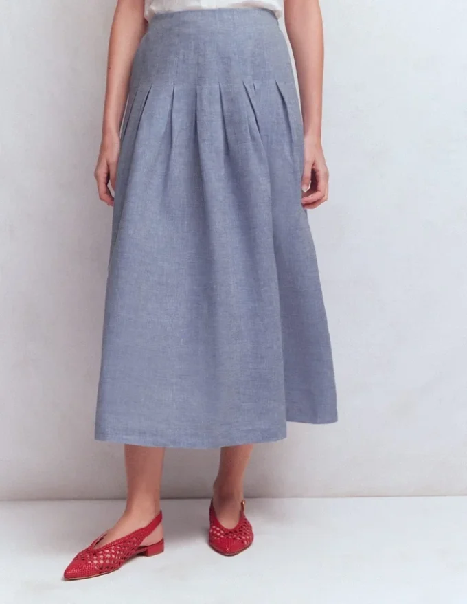 Valentina Linen Skirt Blue Chambray Valentina Linen Skirt Blue Chambray