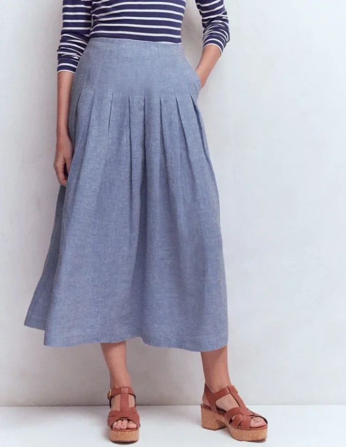 Valentina Linen Skirt Blue Chambray Valentina Linen Skirt Blue Chambray
