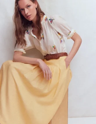 Valentina Linen Skirt Buttercream
