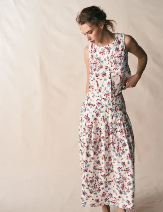 Valentina Linen Skirt Ivory, Bloom Scatter