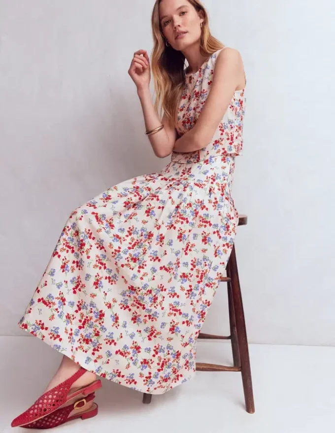 Valentina Linen Skirt Ivory, Bloom Scatter Valentina Linen Skirt Ivory, Bloom Scatter