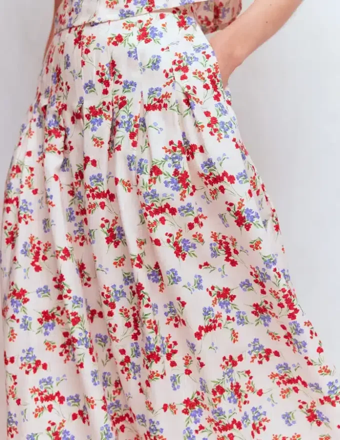 Valentina Linen Skirt Ivory, Bloom Scatter Valentina Linen Skirt Ivory, Bloom Scatter