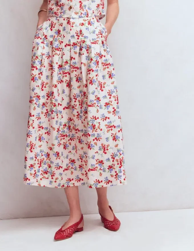 Valentina Linen Skirt Ivory, Bloom Scatter Valentina Linen Skirt Ivory, Bloom Scatter