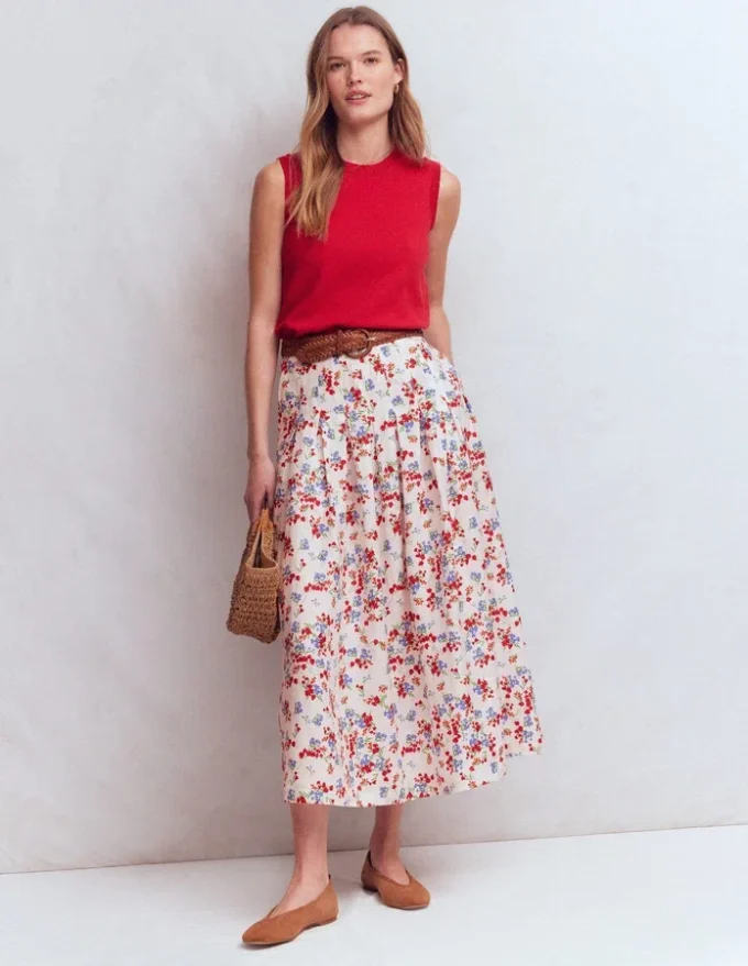 Valentina Linen Skirt Ivory, Bloom Scatter Valentina Linen Skirt Ivory, Bloom Scatter