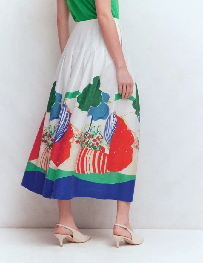 Valentina Linen Skirt Multi, Abstract Valley Valentina Linen Skirt Multi, Abstract Valley