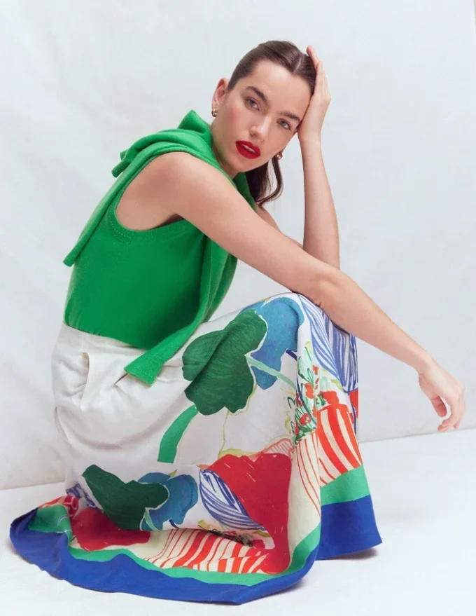 Valentina Linen Skirt Multi, Abstract Valley Valentina Linen Skirt Multi, Abstract Valley