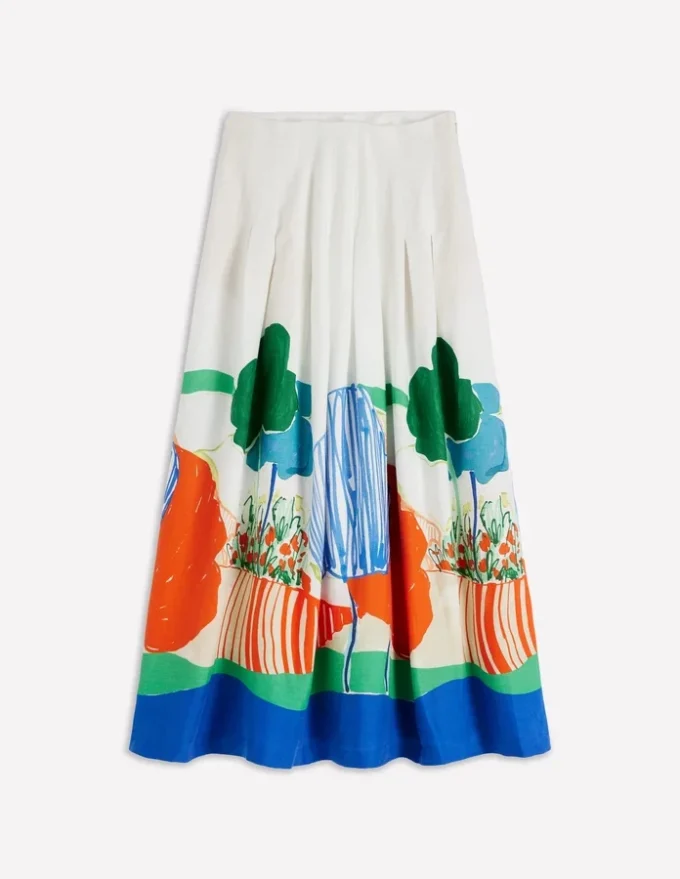 Valentina Linen Skirt Multi, Abstract Valley Valentina Linen Skirt Multi, Abstract Valley