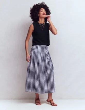 Valentina Linen Skirt Navy Gingham Valentina Linen Skirt Navy Gingham