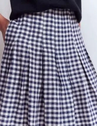 Valentina Linen Skirt Navy Gingham Valentina Linen Skirt Navy Gingham
