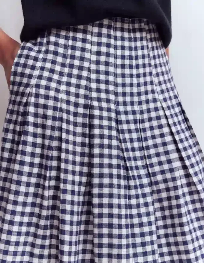 Valentina Linen Skirt Navy Gingham Valentina Linen Skirt Navy Gingham