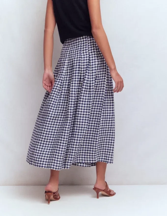 Valentina Linen Skirt Navy Gingham Valentina Linen Skirt Navy Gingham