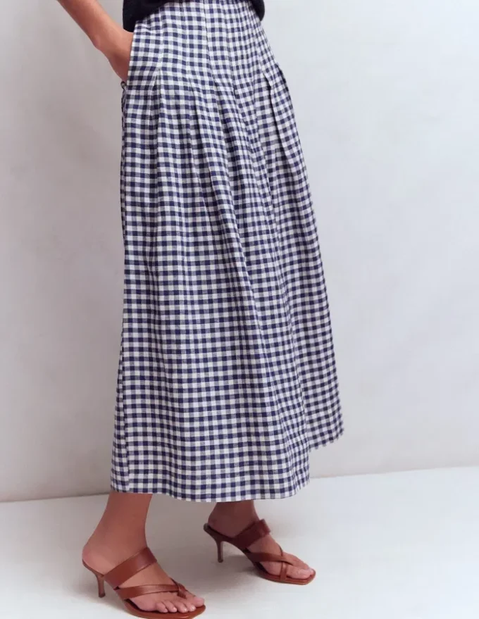 Valentina Linen Skirt Navy Gingham Valentina Linen Skirt Navy Gingham