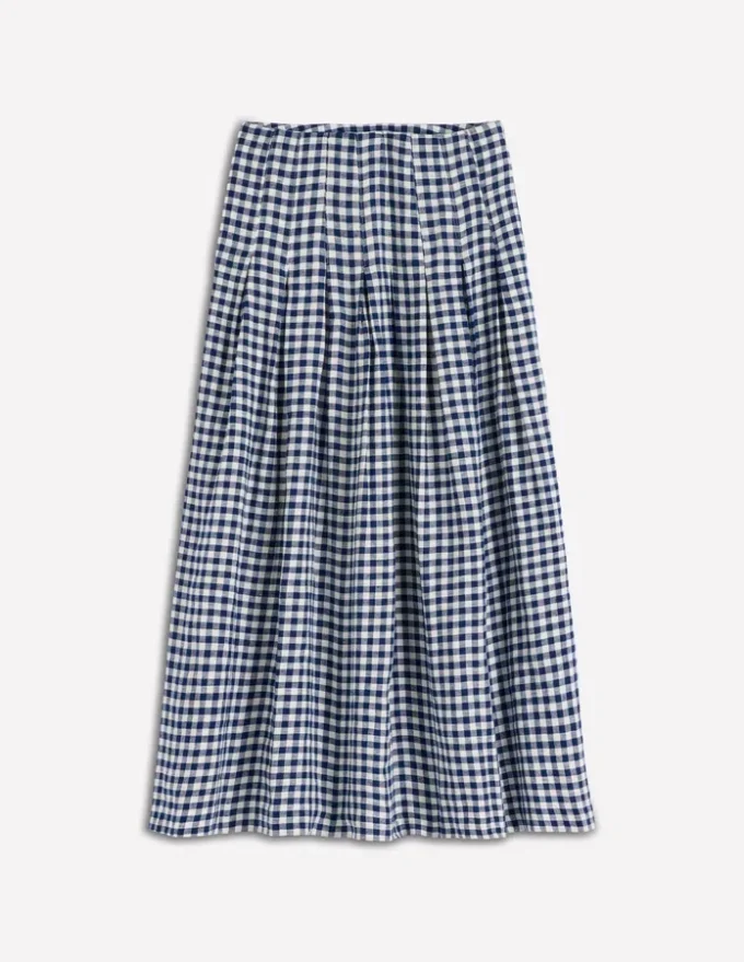 Valentina Linen Skirt Navy Gingham Valentina Linen Skirt Navy Gingham