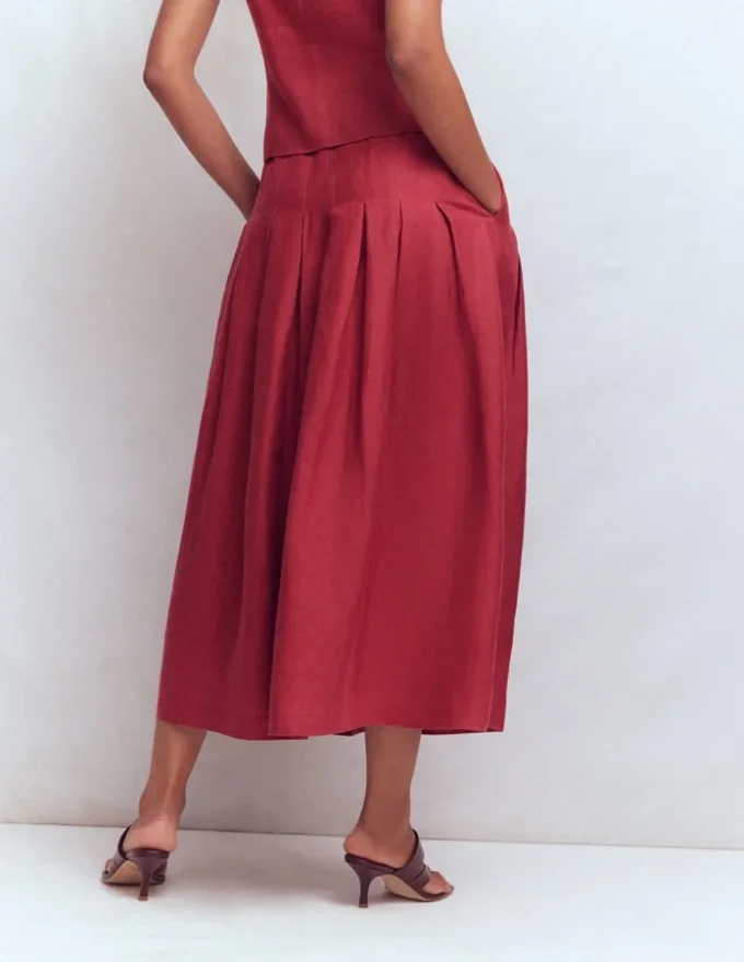 Valentina Linen Skirt Rich Chestnut Valentina Linen Skirt Rich Chestnut