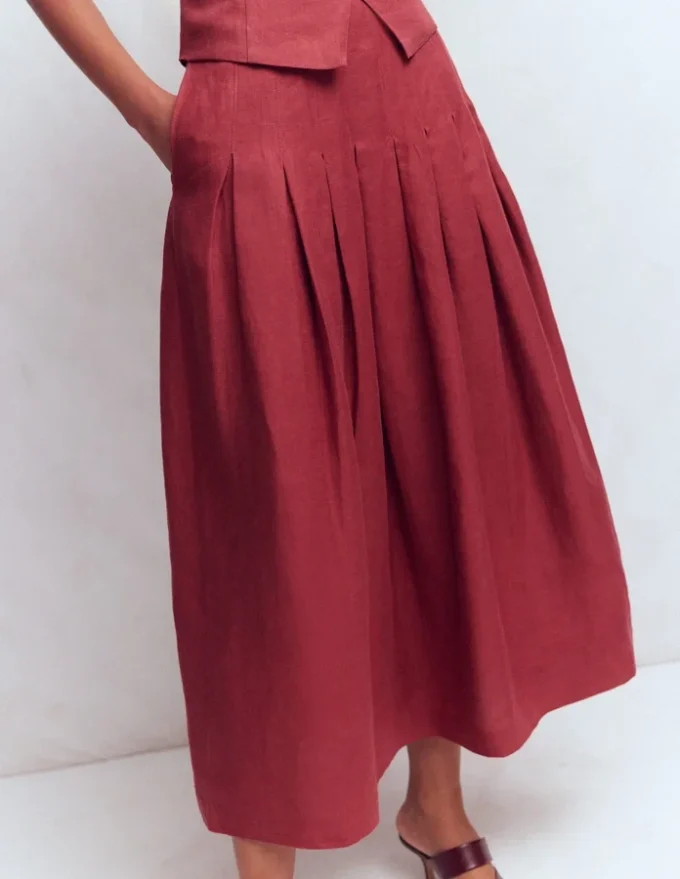 Valentina Linen Skirt Rich Chestnut Valentina Linen Skirt Rich Chestnut