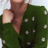 Valeria Crochet Trim Cardigan Promenade Green , Embroidery Valeria Crochet Trim Cardigan Promenade Green , Embroidery