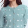 Valeria Crochet Trim Cardigan Seamist Blue, Embroidery Valeria Crochet Trim Cardigan Seamist Blue, Embroidery