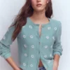 Valeria Crochet Trim Cardigan Seamist Blue, Embroidery Valeria Crochet Trim Cardigan Seamist Blue, Embroidery