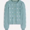 Valeria Crochet Trim Cardigan Seamist Blue, Embroidery Valeria Crochet Trim Cardigan Seamist Blue, Embroidery