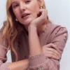 Valeria Crochet Trim Jumper Rose Pink, Embroidery Valeria Crochet Trim Jumper Rose Pink, Embroidery