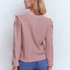 Valeria Crochet Trim Jumper Rose Pink, Embroidery Valeria Crochet Trim Jumper Rose Pink, Embroidery