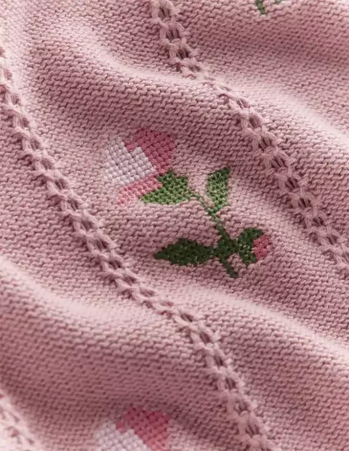Valeria Crochet Trim Jumper Rose Pink, Embroidery Valeria Crochet Trim Jumper Rose Pink, Embroidery