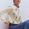 Valeria Crochet Trim Jumper Warm Ivory , Embroidery Valeria Crochet Trim Jumper Warm Ivory , Embroidery