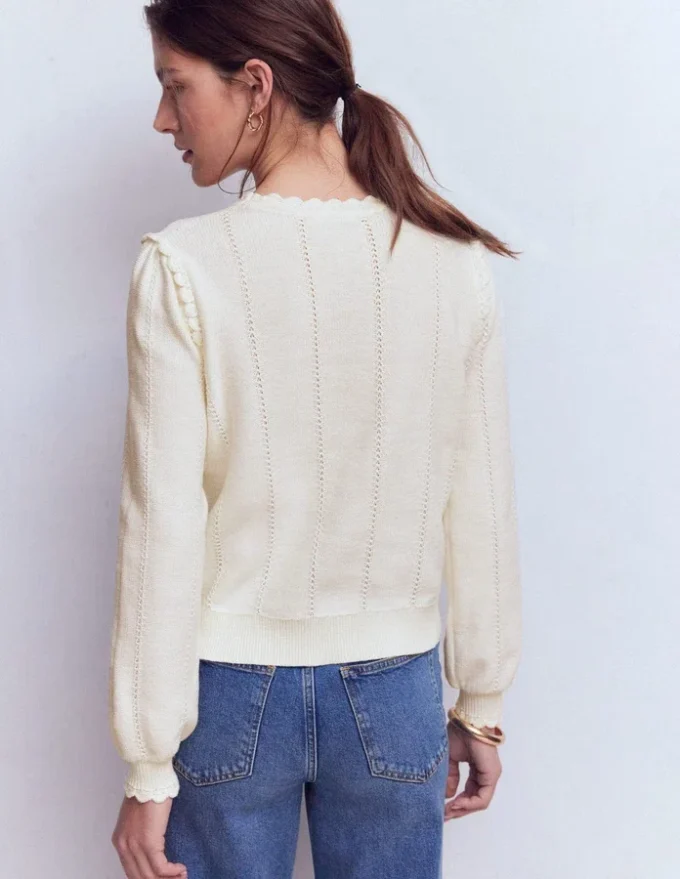 Valeria Crochet Trim Jumper Warm Ivory , Embroidery Valeria Crochet Trim Jumper Warm Ivory , Embroidery