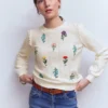 Valeria Crochet Trim Jumper Warm Ivory , Embroidery Valeria Crochet Trim Jumper Warm Ivory , Embroidery