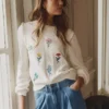 Valeria Crochet Trim Jumper Warm Ivory , Embroidery Valeria Crochet Trim Jumper Warm Ivory , Embroidery