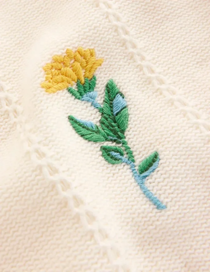 Valeria Crochet Trim Jumper Warm Ivory , Embroidery Valeria Crochet Trim Jumper Warm Ivory , Embroidery