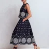 Verity Broderie Poplin Skirt Navy Verity Broderie Poplin Skirt Navy